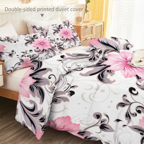 Duvet Cover Set Modern Minimalist Style Queen Size, Soft Washed Floral