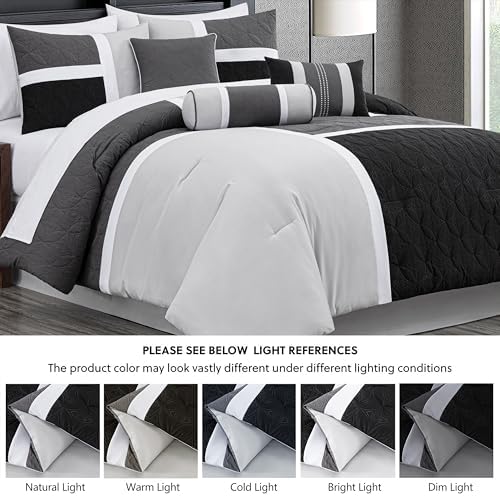 Chezmoi Collection Upland 7-Piece Quilted Patchwork Comforter Set