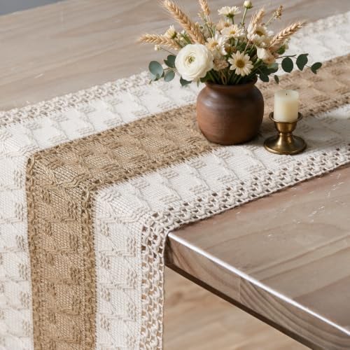 Artoid Mode Linen Farmhouse Rustic Table Runner 12x120 Inch