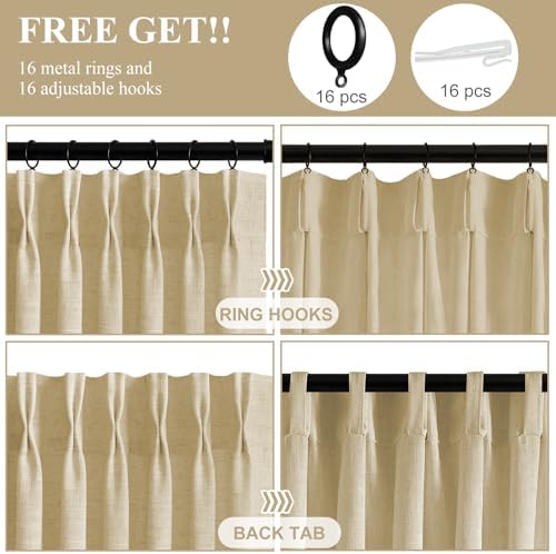 AUSSPVOCT 40 Inch Wide Semi Sheer Pinch Pleat Curtains 108 Inches Long