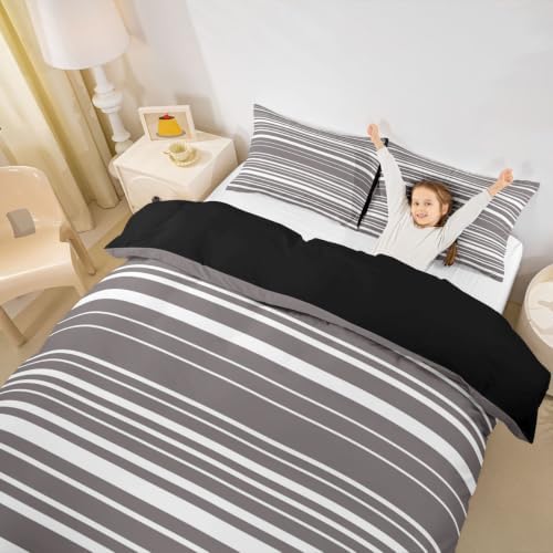 Erosebridal Geometric Striped King Duvet Cover for Kids Teens Adults