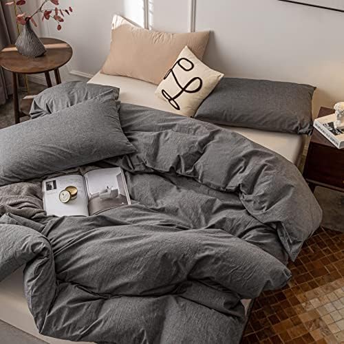 Janlive Washed Cotton Duvet Cover Full Ultra Soft 100% Cotton Solid