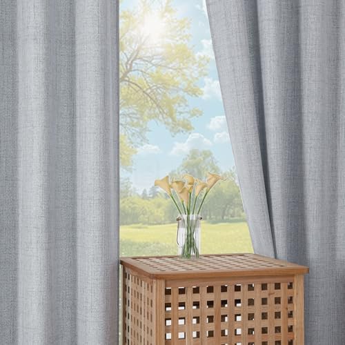 Aiyufeng Grey Curtains for Bedroom 63 Inch Length 2 Panels Set,Faux