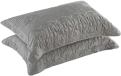 BOSOWOS Pillow Shams King Size Set of 2, Ultra Soft Breathable Quilted