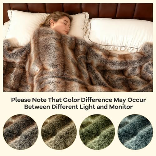 GIANTEX Faux Fur Throw Blanket - 60” x 80” Soft Plush Fuzzy Luxury