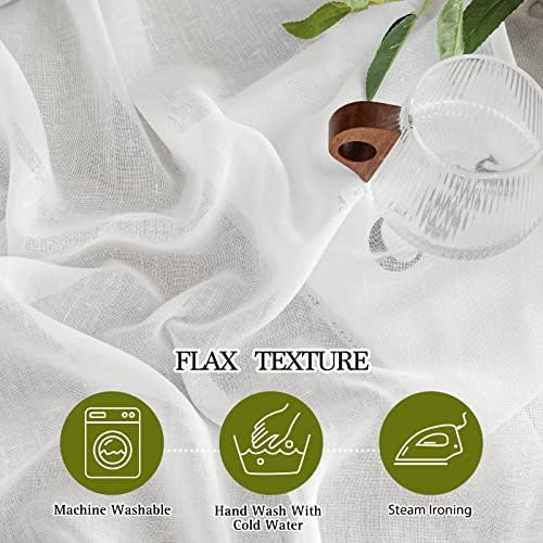NICETOWN White Linen Sheer 120 inch Curtains for Living Room, Rod