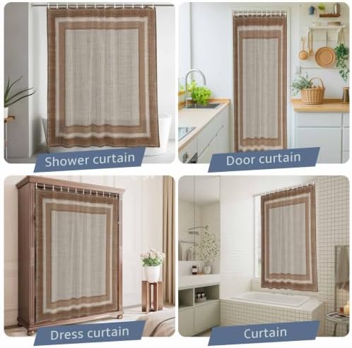 Shower Curtain Bathroom Set Modern Geometric Square Waterproof Fabric