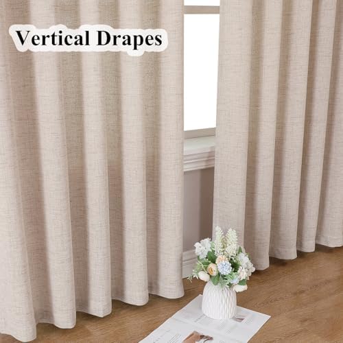 Natural Flax Linen Semi Sheer Curtains & Drapes 108 Inches Long Pinch