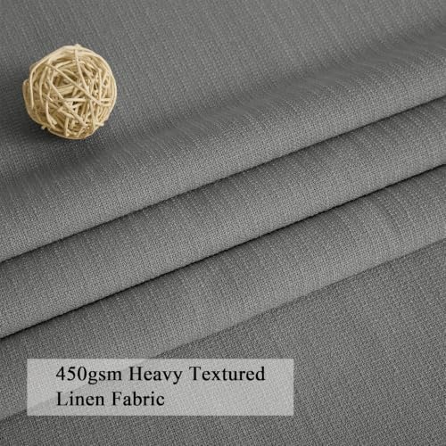 Dark Grey Linen Pinch Pleat 84 Inch Black out Curtains 2 Layer Drapes