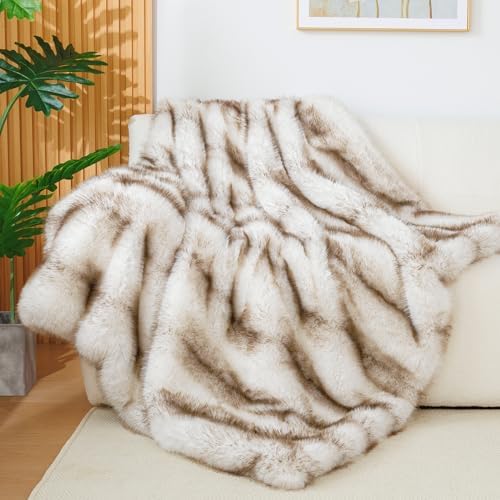 Touchat Luxury 1000GSM Faux Fur Throw Blanket, Super Thick Warm Cozy
