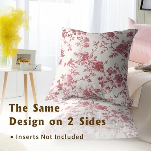 Dusty Rose Floral Pillow Covers 20x20 Inch Modern Neutral Dusty Rose
