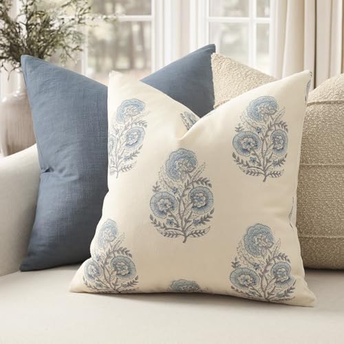 YCOLL Vintage Floral Print Pillow Covers 22x22 Set of 2 Patterned