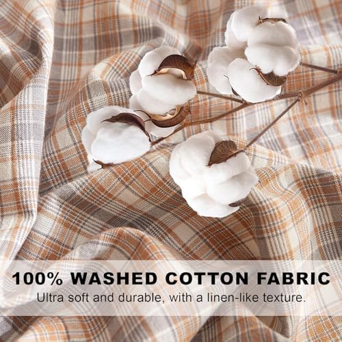 VClife Full Duvet Cover Boho-Chic Beige Brown Checkered Comforter