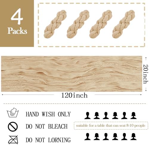 4 Pack Beige Cheesecloth Table Runner 20 x 120 inch Gauze Table