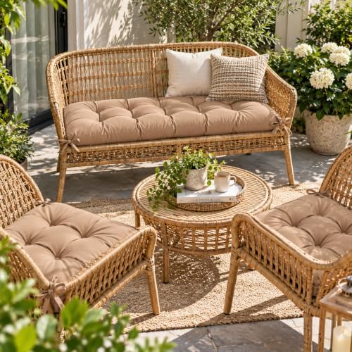 Outdoor Wicker Chair Cushions Set of 3, Waterproof Patio Furniture