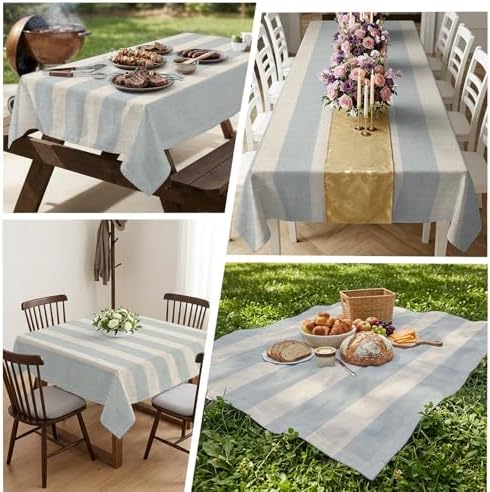 Savannan Rectangle Tablecloths, Minimalist Grey Stripes Waterproof