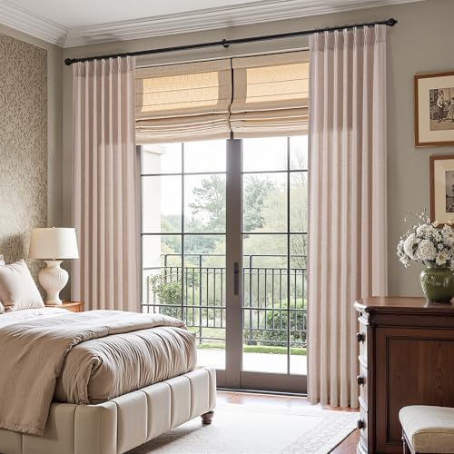 Nanspring Pinch Pleated Linen Curtains 84 Inches Long for Living Room