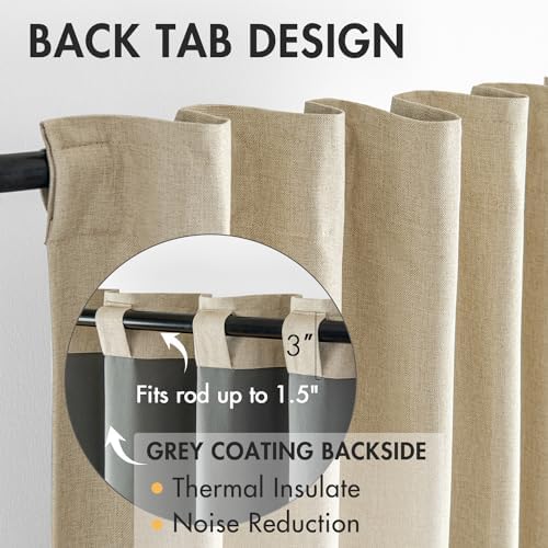 MIULEE 100% Blackout Curtains Linen Curtains & Drapes 84 Inch Oatmeal