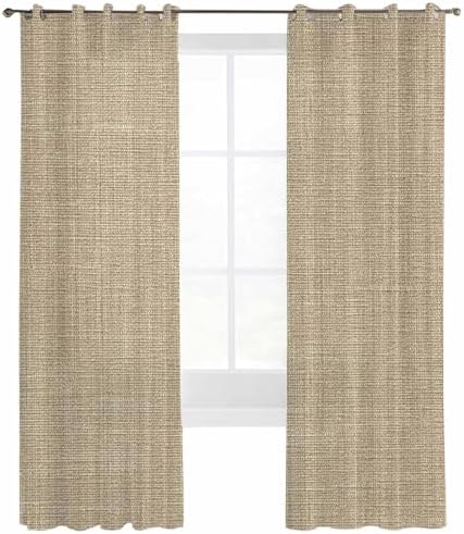 Vintage Linen Sheer Curtains 96 Inch Long 2 Panels, Pastoral Brown
