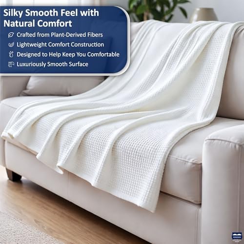 Cottingon Waffle Blanket California King Size, Tencel Cotton