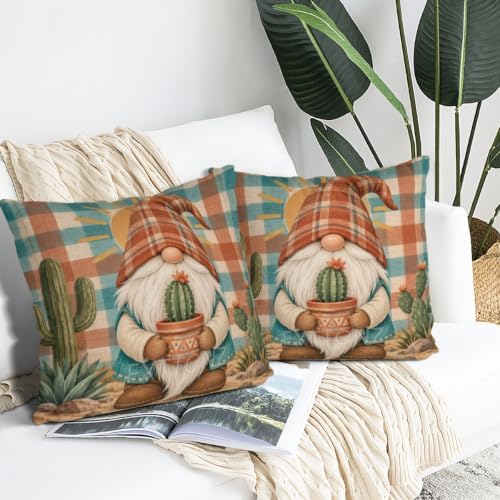 Plaid Pillow Covers 22x22 Inch Set of 2 Linen for Southwestern