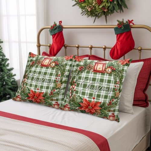 Merry Christmas Outdoor Waterproof Throw Pillow Covers Set of 2