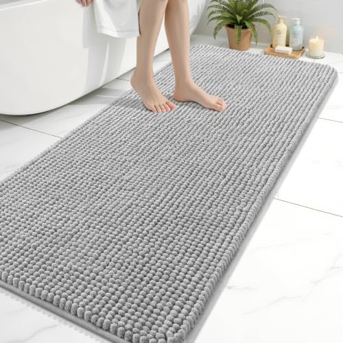 Arotive Chenille Bathroom Rugs 60x24, Soft Absorbent Bath Mat, Light