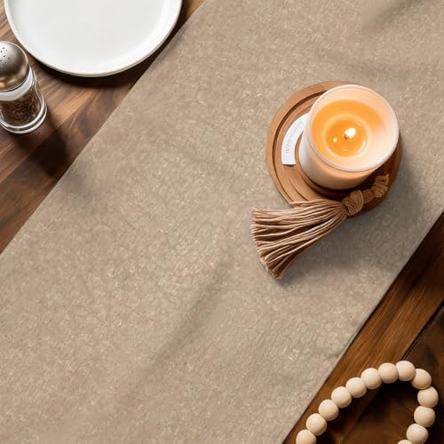 Beige Table Runner Country Vintage Farmhouse Minimalist Classic Solid