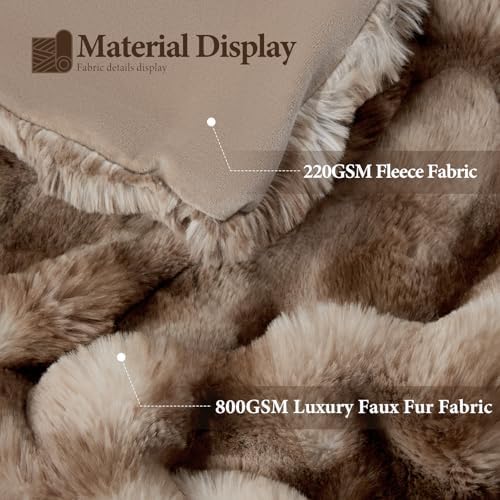 Touchat Luxury 1000GSM Faux Rabbit Fur Throw Blanket, Super Heavy Warm