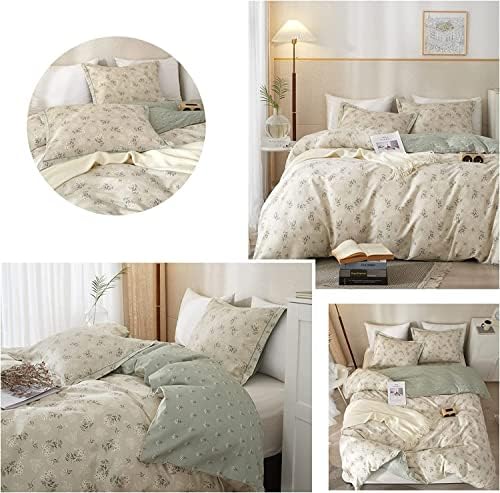 LifeTB Garden Style Floral Duvet Cover Queen Soft Cotton Boho Floral
