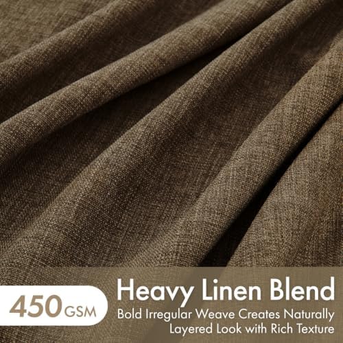 MIULEE Pinch Pleated Blackout Linen Curtains Dutch Cocoa 2 Panels