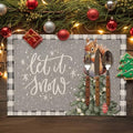 Placemats Set of 8, Christmas Tree Squirrel Winter Snowflake Washable