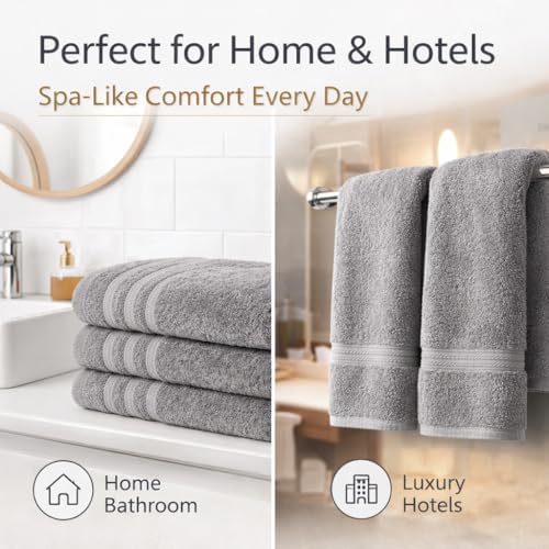 Bath Towels 27x54 – Pack of 6 | Soft, Light Weight & Quick-Dry
