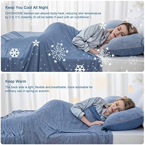 CHOSHOME 1 Pack Blue Cooling Blanket 60" X 80" and 2 Pack Cooling
