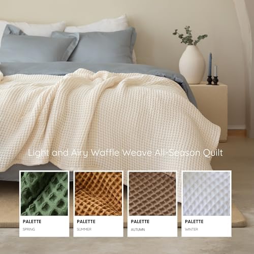 Waffle Blankets (Natural, California King 95x126 inch)