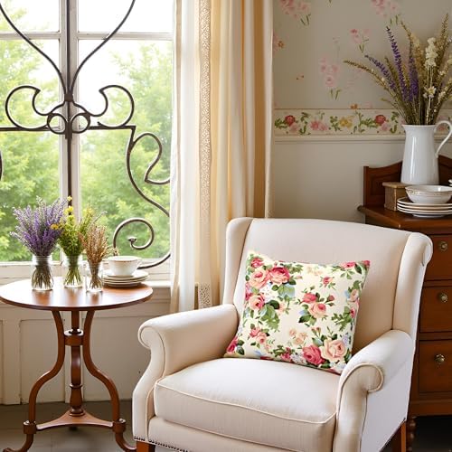 Vintage Cottagecore Roses Floral Throw Pillow Covers Set of 2