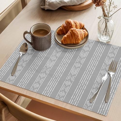 Abstract Classic Striped Placemats Set of 6 Washable Table Mats for