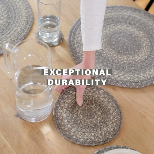 Homespice Grey Cloud Braided Table Runner for Farmhouse Decor, Rect