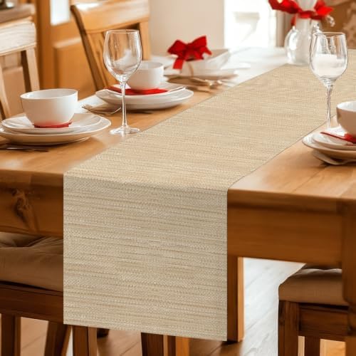Modern Minimalist Art Table Runners 108 Inches Long, Solid Color Linen