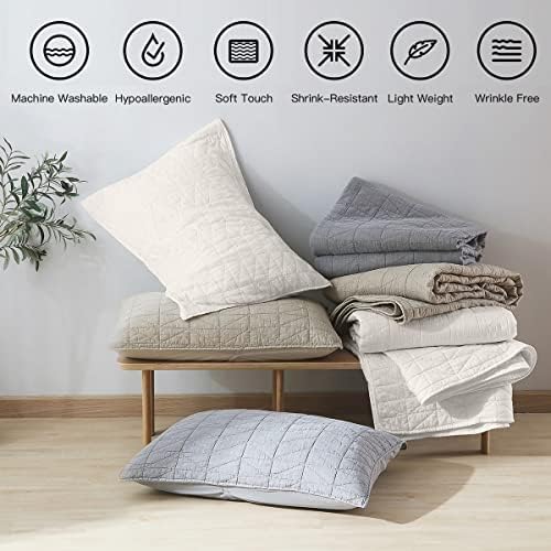 HORIMOTE HOME Quilt Set King Size, Stone-Washed Chic Rustic Cream