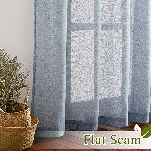 NICETOWN Sheer Linen Curtains 96" L for Living Room, Tab Top Bedroom
