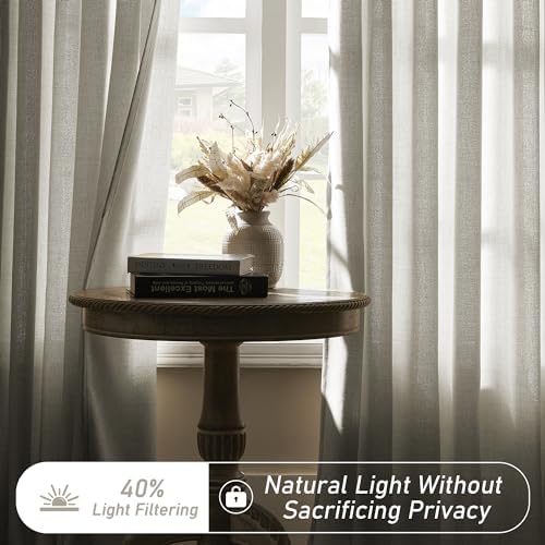 MASWOND Pinch Pleated Semi Sheer Curtain 72W x 108L Inches, Extra Wide