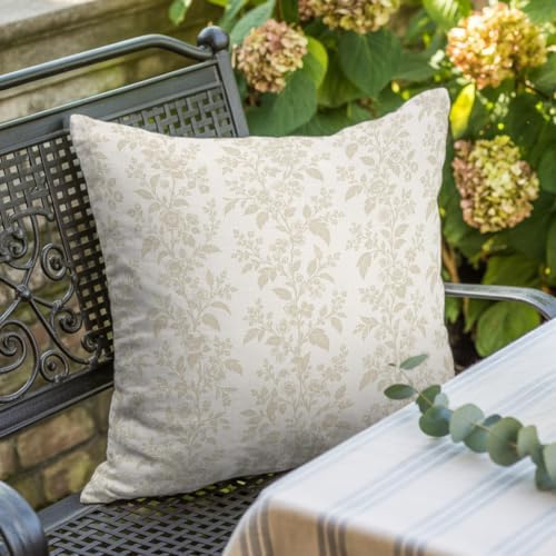 Throw Pillow Covers, Gray Farmhouse Leaves Decorative Throw Pillow