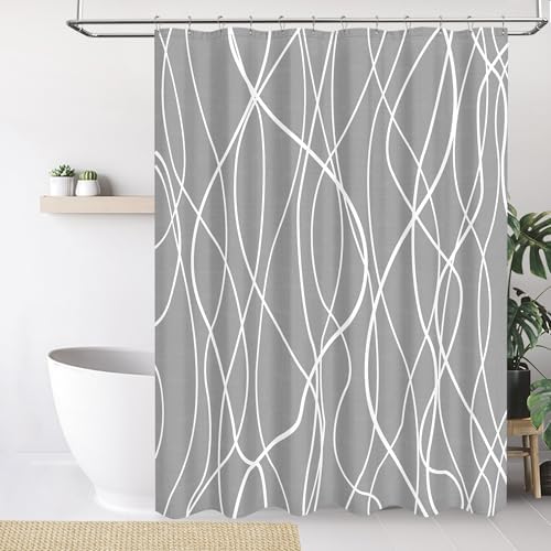 Tititex Morden 140gms Faux Linen Fabric Bath Shower Curtain Set