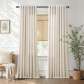 Hokibero Cream Grommet Linen Curtains 120 Inches Long for Living Room