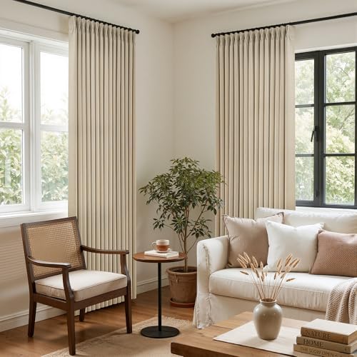 70 Inch Extra Wide Curtains 84 Inches Long Thick Linen Pinch Pleat