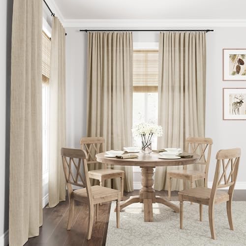 Guken Linen Curtains 96 Inch for Living Room Rod Pocket Taupe