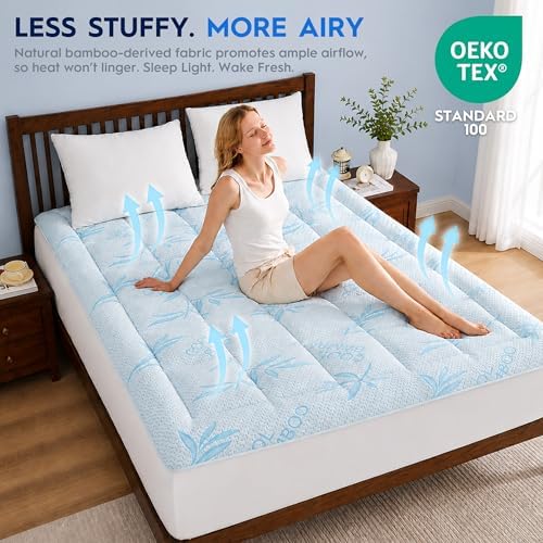 Waterproof Mattress Pad Queen Size, Mattress Topper Cooling for Hot