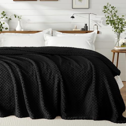 Exclusivo Mezcla Soft Fleece Twin Size Blanket for Bed, Black