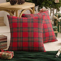 AQOTHES Christmas Plaid Decorative Throw Pillow Covers Red 18x18